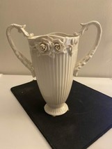 Vintage Beige Porcelain Vase with beautiful Roses - £15.48 GBP