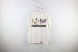 Vintage 90s Country Primitive Womens Medium Neighbors Birdhouse T-Shirt White - £27.65 GBP