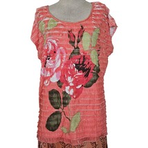 Coral Floral Short Sleeve Blouse Size XL - £19.46 GBP