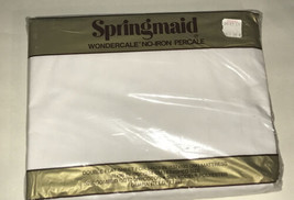 Vintage Springmaid Wondercale No Iron Percale White Double Flat Sheet White New - £12.38 GBP