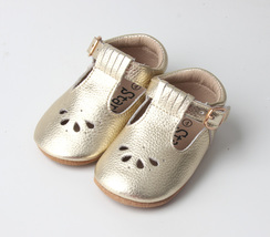 Hook &amp; Loop Soft-Sole Baby Mary Janes Gold Starbie Baby Shoes Baby Shoes - £15.62 GBP+