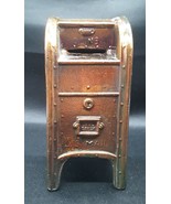 Vintage Bronze Mail Box Bank 2 1/2&quot; X 2 1/2&quot; X 5 1/2&quot; - £20.02 GBP
