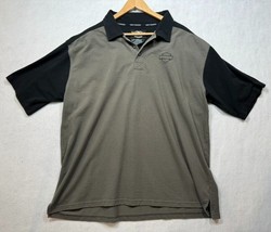 Harley-Davidson Short Sleeve Polo Shirt Embroidered Black Olive Green Me... - $12.73