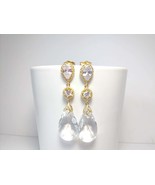 Swarovski bridal earrings. 14k Gold plated teardrop cubic zirconia dangl... - $45.00
