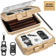 Cigar Humidor Box &amp; Accessories Set Portable Travel Case Hygrometer Ciga... - $515.44 MXN
