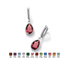 PEAR CUT SIMULATED BIRTHSTONE DROP EARRINGS STERLING SILVER JULY RUBY - £79.00 GBP