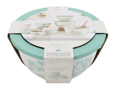 Pioneer Woman ~ Twelve (12) Piece Nesting Bowl Set ~ Melamine ~ AGATHA GREEN Item image 11