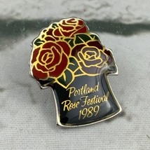 Portland Rose Festival 1989 Lapel Pin  PinBack Enamel Gold Toned Black - £7.79 GBP
