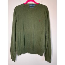 1990s Polo Ralph Lauren Army Moss Green Pima Cotton Old Money Minimal Sw... - $34.00