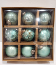 Tinsel &amp; Fir Kugel Style Mercury Glass Crackled Aqua green Christmas Ornaments - £31.90 GBP