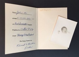 Vintage October 6, 1954 Birth Announcement Card with Photo ID&#39;d Baby Picture B&amp;W - £9.61 GBP