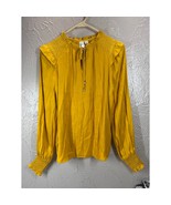 Joie Bohemian Peasant Satin Yellow Gold Long Sleeve Tassel Tie Blouse Si... - €18,79 EUR