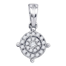 10k White Gold Womens Round Diamond Circle Frame Cluster Pendant 1/6 Cttw - £119.66 GBP