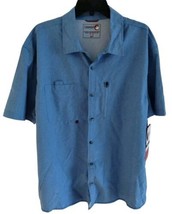 Canada Weather Gear Men&#39;s XXL Short Sleeve Collared Vented UPF Blue Shirt - £23.26 GBP