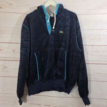 Vintage Ladies Izod Lacoste Navy Velour Hoodie Size XL - $24.75