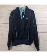 Vintage Ladies Izod Lacoste Navy Velour Hoodie Size XL - $24.75