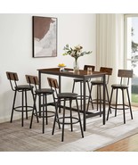 7-Piece Pub Table Set, Industrial Style, Rustic Brown - $332.17 CAD