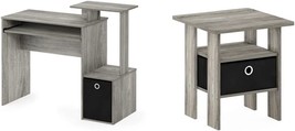 Furinno Andrey End Table Nightstand With Bin Drawer, 1-Pack, French Oak Grey, - £80.39 GBP