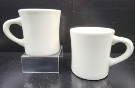 2 Buffalo China Off White Mugs Set Heavy Restaurant Ware Onieda Coffee Cups USA - £31.03 GBP