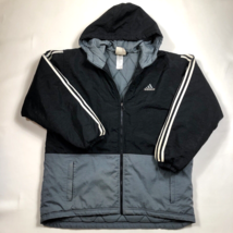 Vintage Adidas Black Gray Stadium Hooded Long Quilted Jacket Mens Size M... - £55.38 GBP