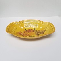 Los Angeles Potteries Bread Bowl Vintage USA Glazed MCM Yellow Fruit Ova... - £10.16 GBP