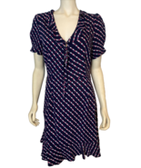 Who What Wear Navy, Pink, White Polka Dot V Neck Short Sleeve Pencil Dre... - $19.47 CAD