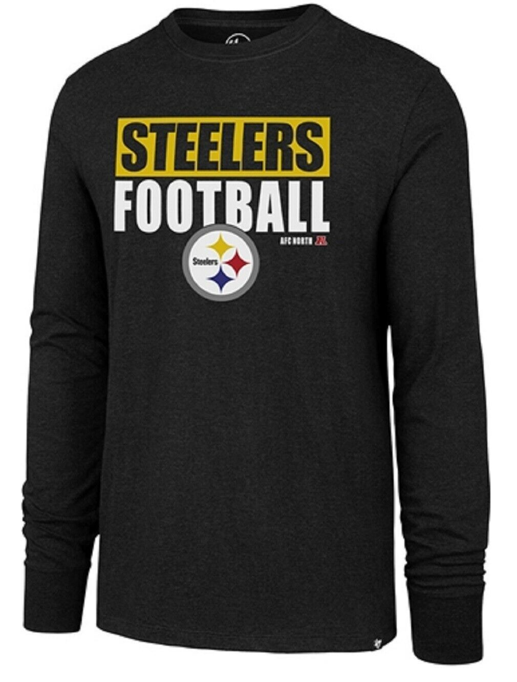 Pittsburgh Steelers NFL '47 Blockout Rival Black Long Sleeve Tee Shirt Men's L - £23.97 GBP