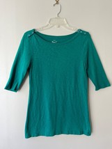 J.Crew Sz M Green Long Sleeve Painter Tee Shirt Elbow Sleeve Stretch Boa... - $15.20