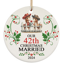 Our 42th Years Christmas Married Ornament Gift 42 Anniversary With Horse Couple - $15.79