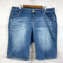 Cato Est  1946 Womens Bermuda Shorts Size 16W Denim Distressed Contemporary Chic - $17.09