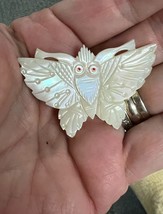 Vintage Statement  Brooch Red Eyed Mother of Pearl Insect Bug  Moth 1920... - $852.57 MXN