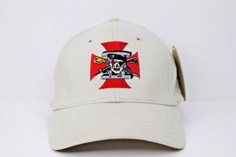 Cap Brand Tan Baseball Cap Hat Skull &amp; Iron Cross Fitted L/XL - £10.24 GBP