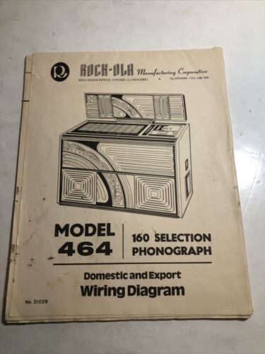 Rock Ola 464 Jukebox Phonograph Service Wiring Diagram Manual Original - $12.60