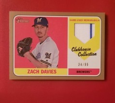 2018 Topps Heritage Zach Davies Clubhouse Collection Relic Gold 34/99 SP Jersey - $2.79