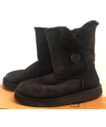 UGG Australia Boots Womens 11 Bailey Button Winter Casual 5803 Black Lea... - $39.59