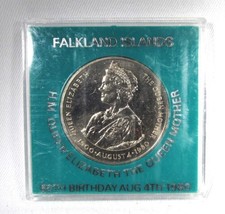 1980 Falkland Islands Queen Elizabeth Mother 80th B-Day 50 Pence/Crown AM585 - £7.00 GBP