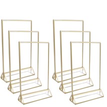 Acrylic Sign Holders With Gold Border, Pack Of 6 | 4X6 Double Sided Clea... - £31.05 GBP