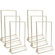 Acrylic Sign Holders With Gold Border, Pack Of 6 | 4X6 Double Sided Clea... - £32.28 GBP