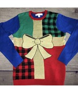 Jolly Sweaters Ugly Holiday Christmas Party Big Bow Gift Womens Size Medium - £14.50 GBP