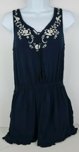 Women&#39;s Romper Navy Blue Short Floral Lace Jumpsuit w/ Adjustable String... - £11.00 GBP