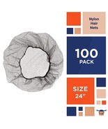 100 Pack Black Disposable Nylon Hair Nets 21&quot; /w Elastic Edge Mesh - £14.36 GBP