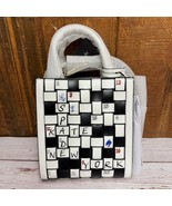 Kate Spade Wordplay Mini Manhattan Leather Tote - Black &amp; White Crossword - $4,639.36 MXN