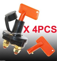 LOT 4 Auto Battery Cut Off Switch Disconnect Kill Solid Brass w/ 2 Removable Key - £18.14 GBP