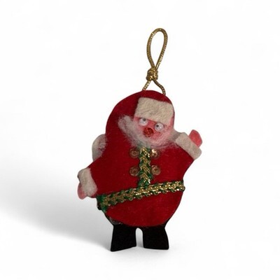 Vintage Handmade Sequin/Felt Santa Snowman Frog Christmas Ornaments Lot Of 5 Item image 5
