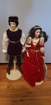 Franklin Heirloom Collection Romeo &amp; Juliet Dolls w/ Stand Handpainted Porcelain - £77.86 GBP