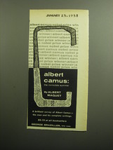 1958 George Braziller Book Advertisement - Albert Camus: The invincible Summer - £14.58 GBP