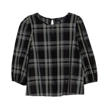 NWT Womens Size Small Nordstrom 1.STATE Black White Capital Plaid Shirred Top - £22.24 GBP