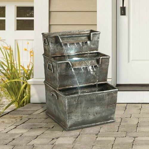 Outdoor Water Fountain 3-Tier Patio Cascading Garden Fountain with LED Light New - $338.88