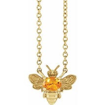 14k Yellow Gold Orange Garnet Bee Necklace - £338.97 GBP