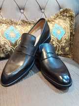 New Men&#39;s Handmade Black Leather Shoes Moccasin Slip on Penny Loafer Dress Shoes - £100.84 GBP